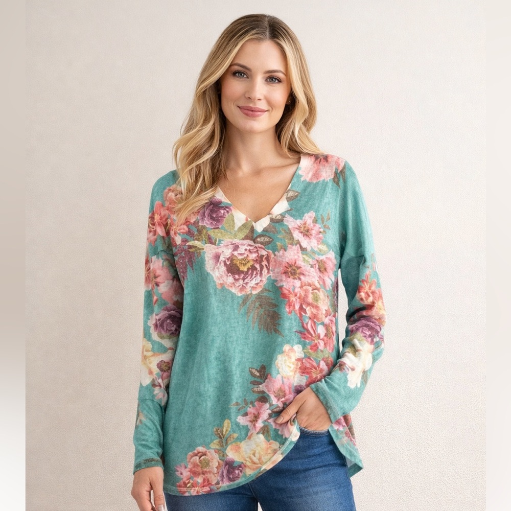 Soft Surroundings Floral Sweater XS